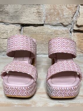 Beach by Matisse Gem Two-Band Women's Platform Woven Straps Pink Rose Size 9